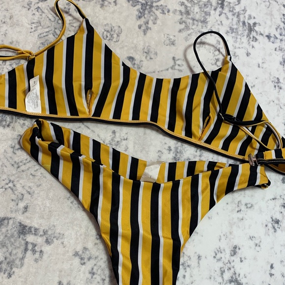 Striped Yellow and Black Bikini Set - Picture 8 of 9